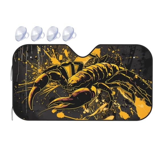 Fuzoiu Urban Graffiti Scorpion Illustration Print Car Windshield Sunshade,Foldable Reflective Sun Visor,Windshield Sun Shade,UV Rays Sun Visor Shade,Auto Front Sun Shield Shade-Medium