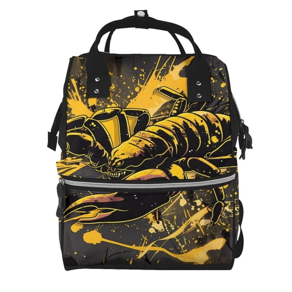 Fuzoiu Urban Graffiti Scorpion Illustration Print Diaper Bag Backpack,Baby Essentials Travel Tote,Multi function Waterproof Diaper Bag, Travel Essentials Baby Bag - Unisex