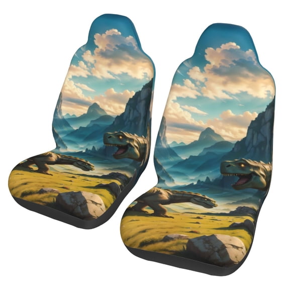 Fuzoiu Valley River Dinosaur Print Seat Covers Set, Car Seat Covers Front Seats, Car Seat Protector, Car Seat Cushion, Seat Covers Carseat Cover Universal Fit for Most Cars