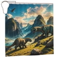 thumbnail image 1 of Fuzoiu Valley River Dinosaur Print Waterproof Shower Curtain 72x72in with Heavy Duty Metal Grommets,Machine Washable Spring Modern Shower Curtains, 1 of 5