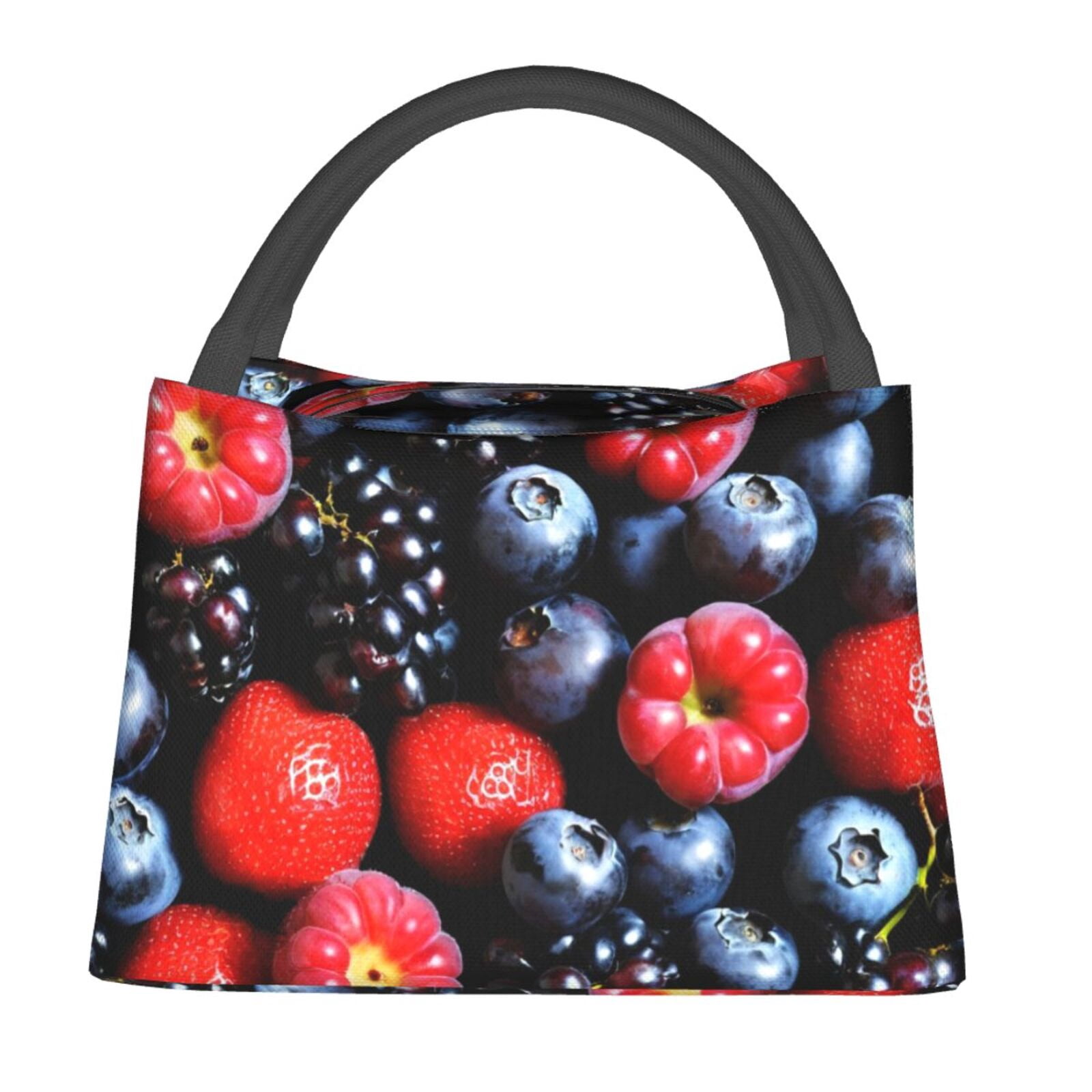 Fuzoiu Variety Of Fruits And Berries Print Portable Insulation Lunch ...