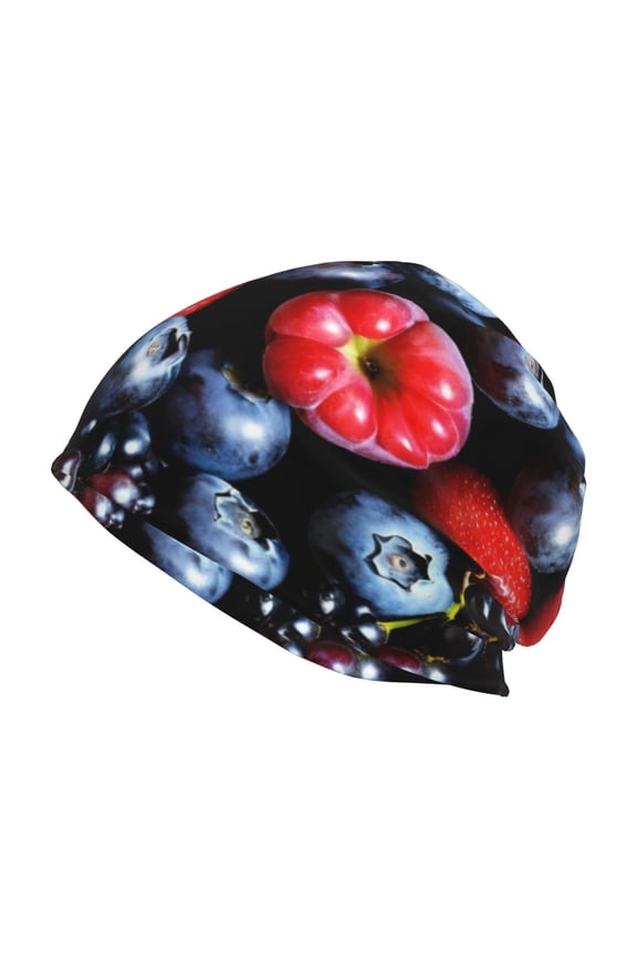 Variety Of Fruits And Berries Print Winter Beanie Hat for Men & Women,Warm Knit Cap,Women Windproof Watch Hat,Knit Warm Unisex Beanie