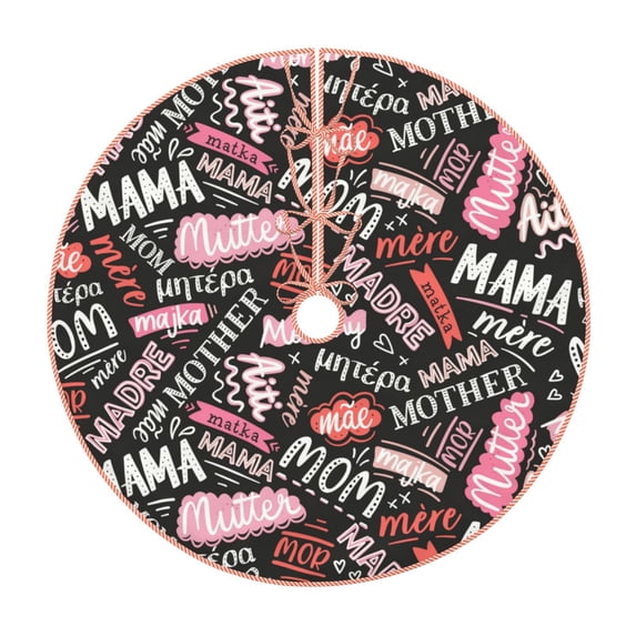 Fuzoiu Various Languages Mother Print Christmas Tree Skirt,Xmas Christmas Decorations,Xmas Tree Mat for Farmhouse Holiday New Years Home Party Decor Tree Rugs-30"