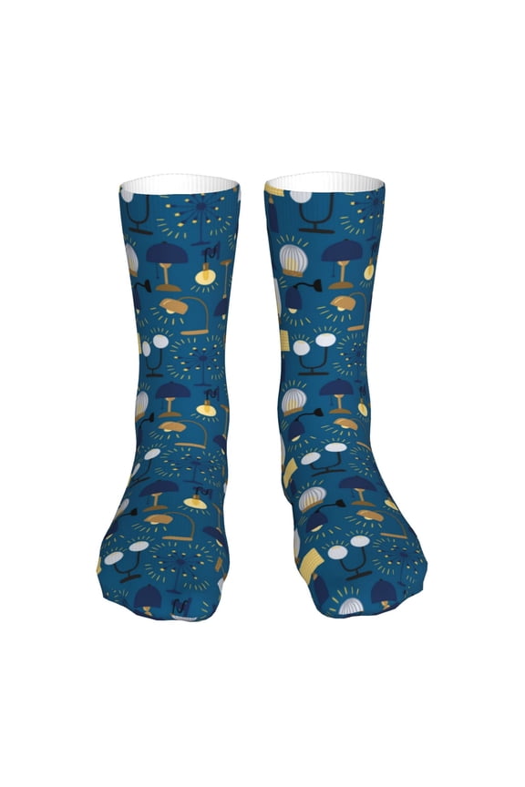 Various Lights Print Crew Socks,Casual Athletic Gym LightWeight Thin Socks,Casual Crew Socks for Men Woman,Calf Length Crew Socks