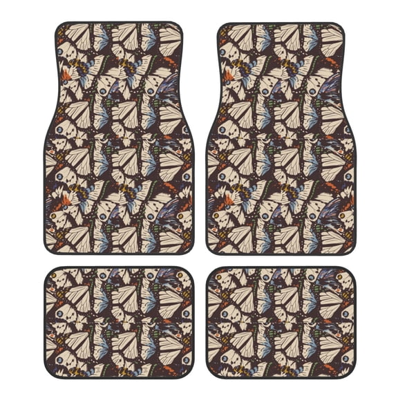 Fuzoiu Vector Butterflies Print Carpet Floor Mats for Car,Car Foot Mat Set,Universal Fit 4 Piece Mat Pad Set,Fits Most Cars Trucks Vans Sedans SUV Auto Carpet Mat Se