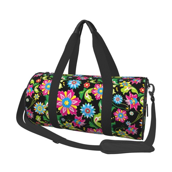 Fuzoiu Vector Mexican Otomi Style Bright Print Travel Bag, Large Capacity Travel Bag, Sports Gym Bag, Travel Duffel Bag, Weekender Overnight Bag for Women and Man