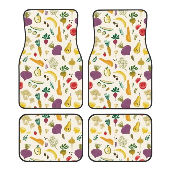 Fuzoiu Vegetable Print Carpet Floor Mats for Car,Car Foot Mat Set,Universal Fit 4 Piece Mat Pad Set,Fits Most Cars Trucks Vans Sedans SUV Auto Carpet Mat Se