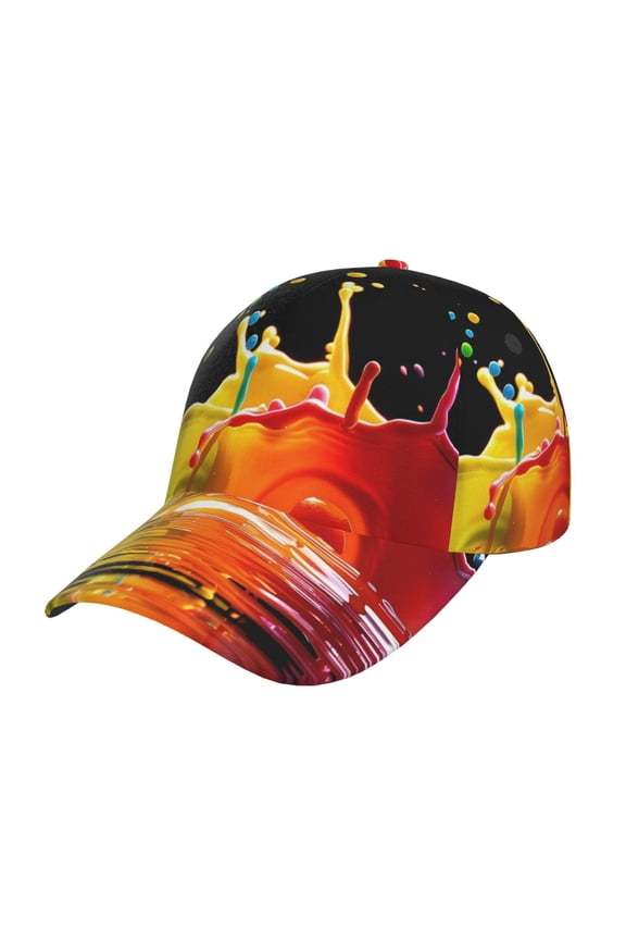 Vibrant Color Splash Print Adjustable Baseball Cap for Men and Women, Unisex Sports Hat, Sun Protection Hat for Running Workouts and Outdoor Activities All Seasons