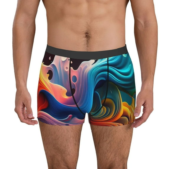 Fuzoiu Vibrant Fluid Motion Art Print Men's Ultra Breathable Underwear,No Riding Up Boxer Briefs with ComfortFlexible Waistband-Small