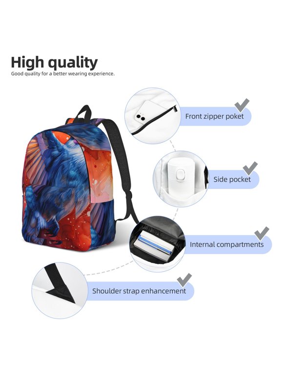 Vibrant Hummingbird Watercolor Art Print Canvas Backpack,Lightweight Travel Daypack,School Backpack Purse for Women Men, Casual Aesthetic Backpack