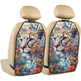 thumbnail image 1 of Fuzoiu Vibrant Leopard In Flowers Print 2 Pack Kick Mat Back Seat Protector With 3 Storage Pockets, Universal Car Seat Back Organizer For Kids Pets, Waterproof Backseat Protector For Most Car, 1 of 8