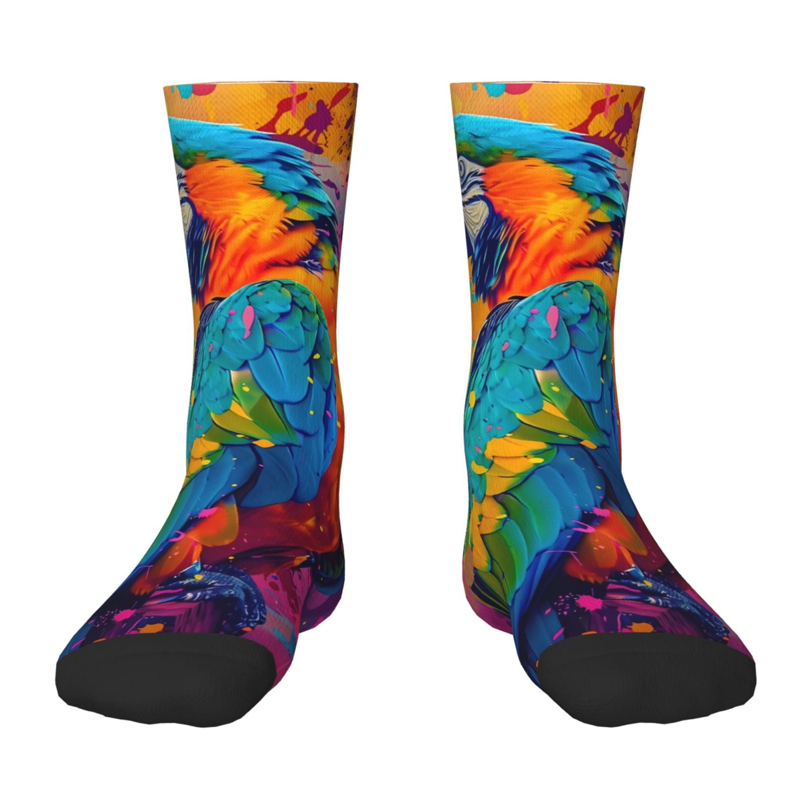 Fuzoiu Vibrant Parrot Splash Art Print Kids Socks For Boys Girls,Grip ...