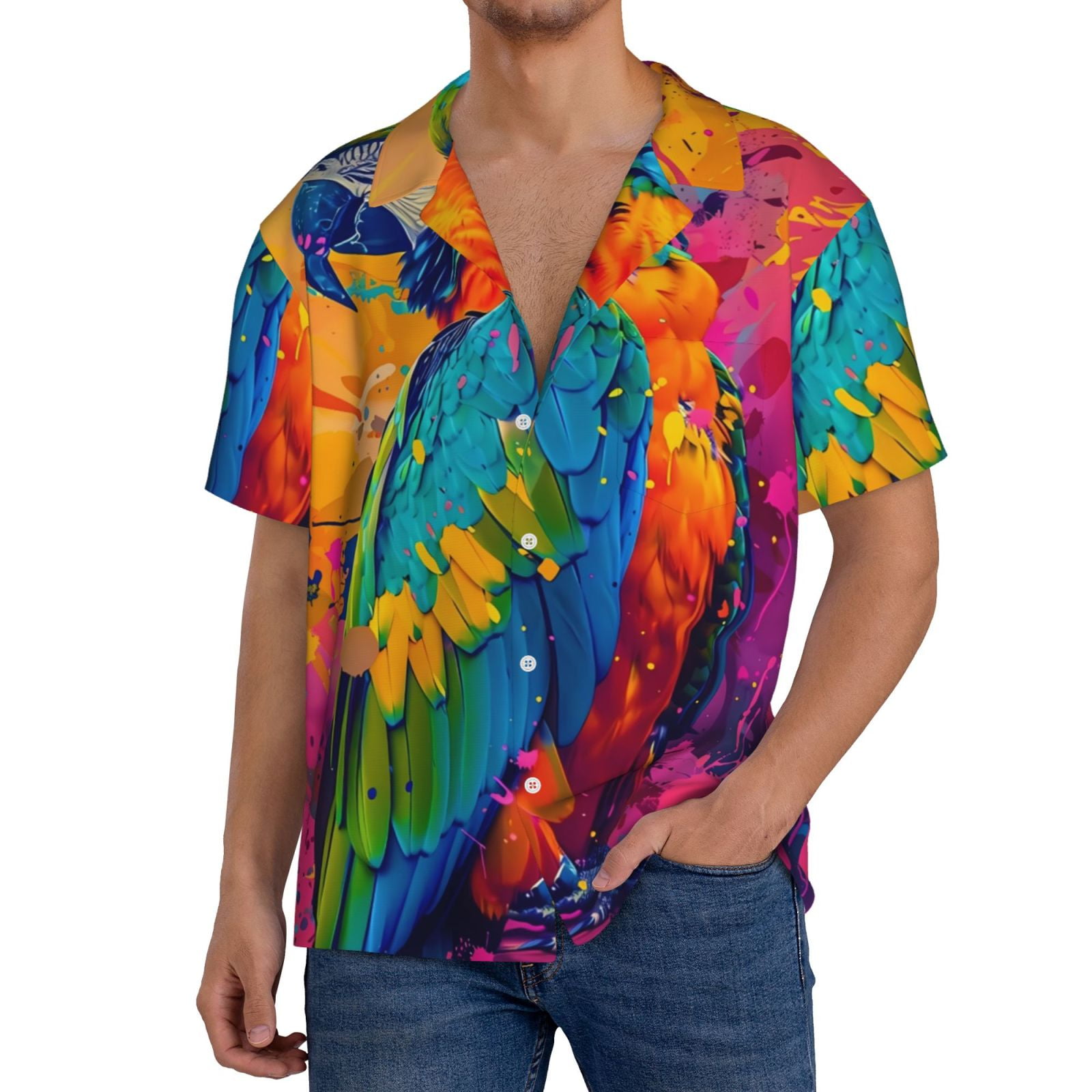 Fuzoiu Vibrant Parrot Splash Art Print Men's Casual Short,Men's Short ...