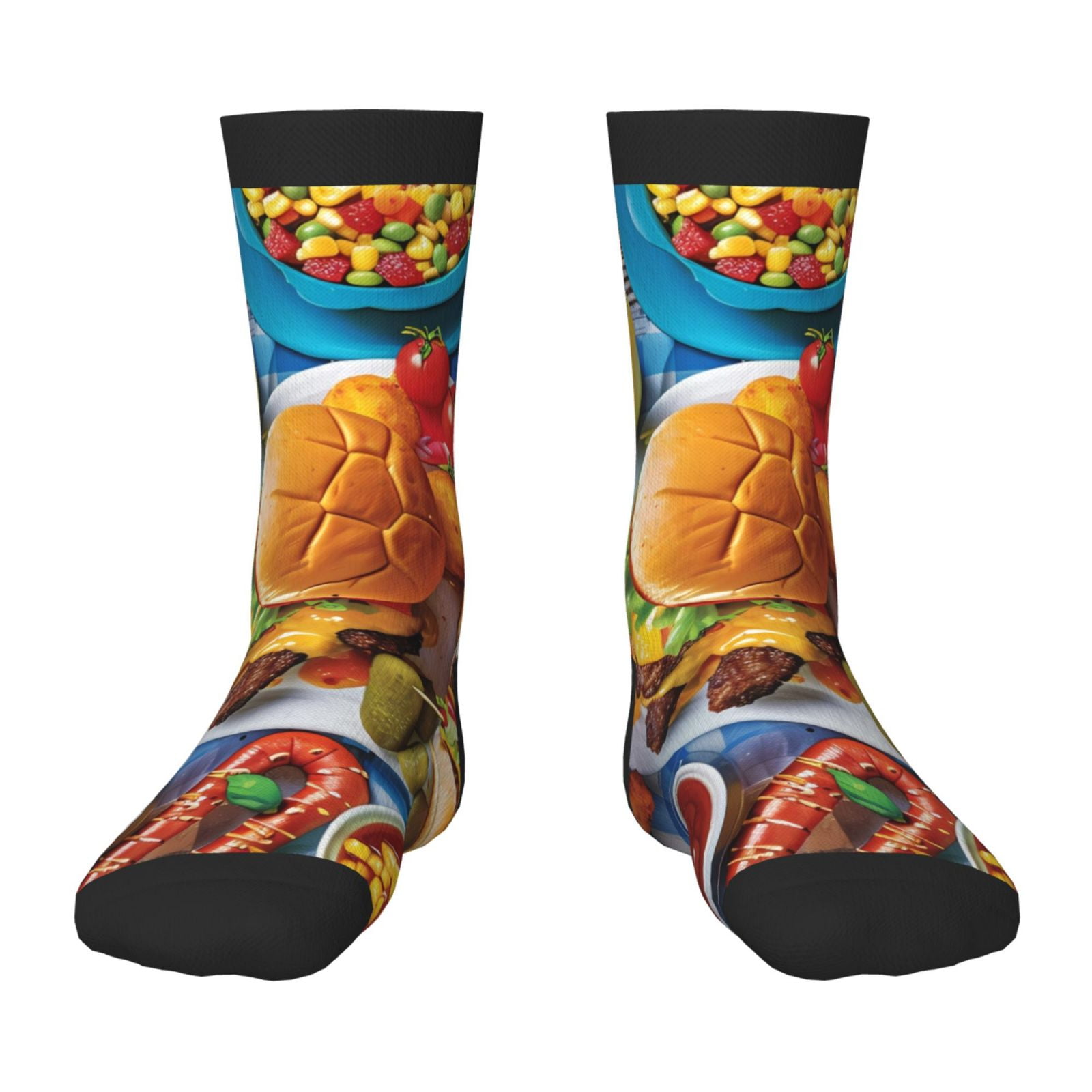 Fuzoiu Vibrant Picnic Food Spread Print Kids Socks For Boys Girls,Grip ...
