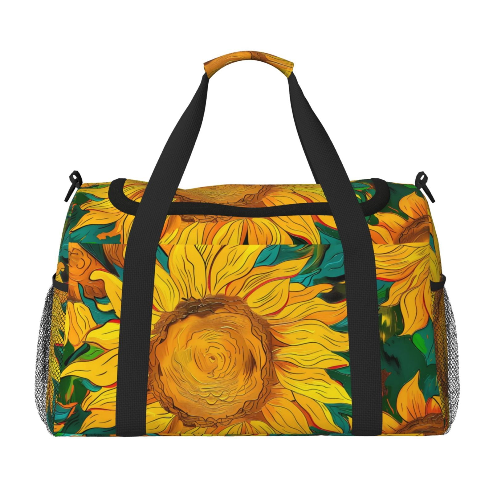 Fuzoiu Vibrant Sunflower Painting Print Travel Duffle Bag,Carry On Tote Bags,Duffel Bag,Sport Gym Bag, Hospital Bag for Labor and Delivery, Overnight Bag,Luggage Bag