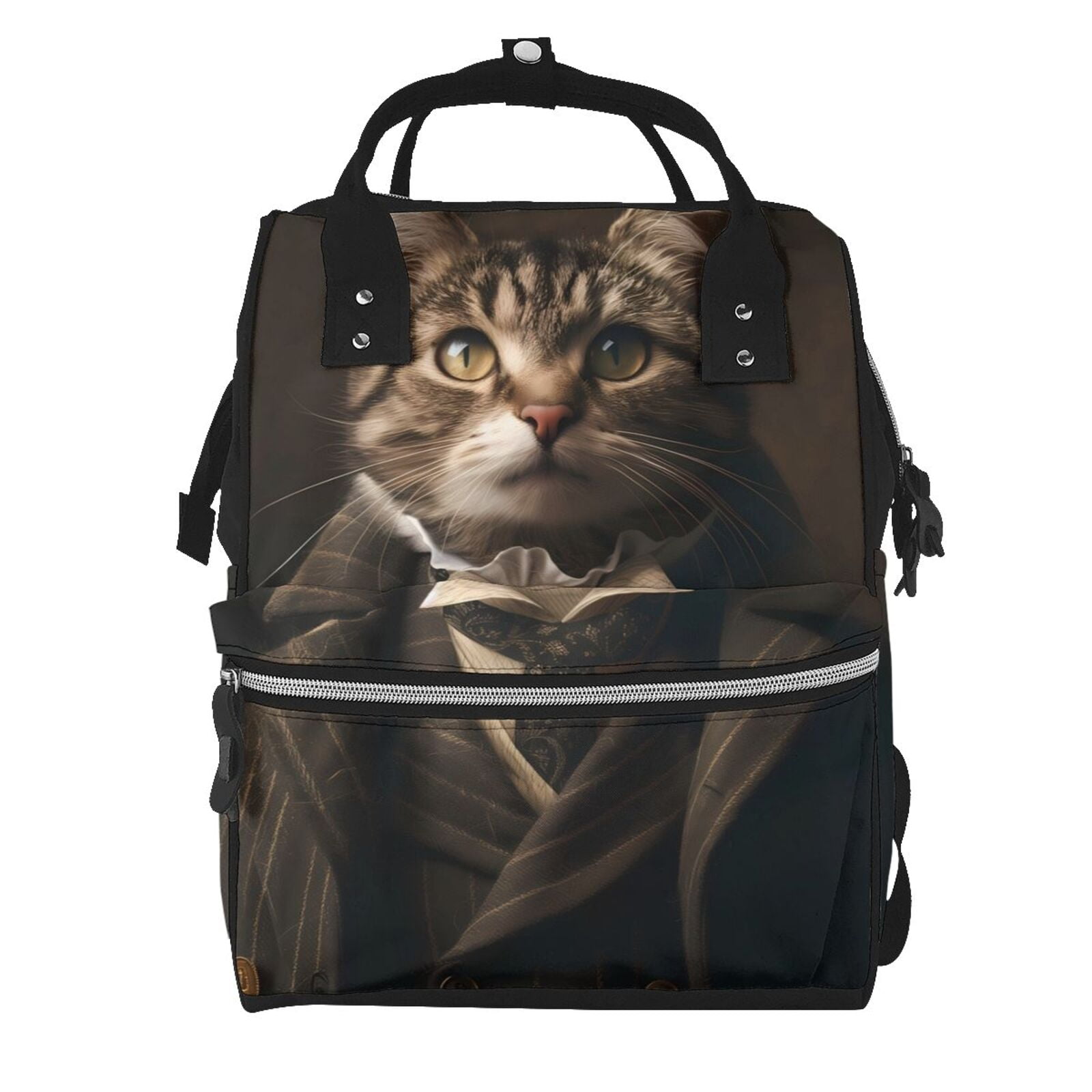 Fuzoiu Victorian Gentle Cat Print Diaper Bag Backpack,Baby Essentials Travel Tote,Multi function Waterproof Diaper Bag, Travel Essentials Baby Bag - Unisex