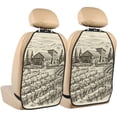 thumbnail image 1 of Fuzoiu Vineyard Landscape Print 2 Pack Kick Mat Back Seat Protector With 3 Storage Pockets, Universal Car Seat Back Organizer For Kids Pets, Waterproof Backseat Protector For Most Car, 1 of 8