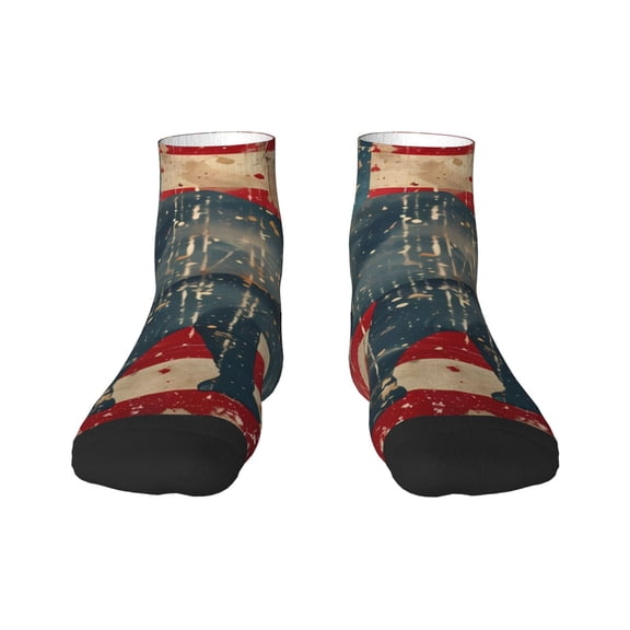 Fuzoiu Vintage American Flag Elephant Print Adult Socks, Crew Moisture-wicking Socks, Unisex Cushion Crew Socks,Casual Sports Ankle Socks