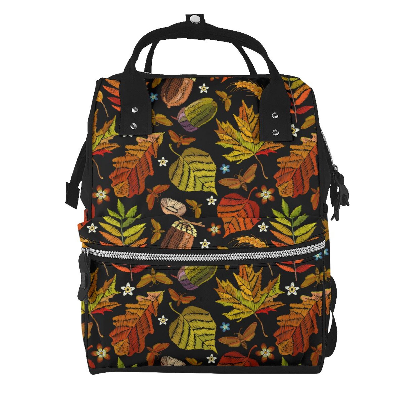 Fuzoiu Vintage Autumn Plants Butterfly Print Diaper Bag Backpack,Baby Essentials Travel Tote,Multi function Waterproof Diaper Bag, Travel Essentials Baby Bag - Unisex