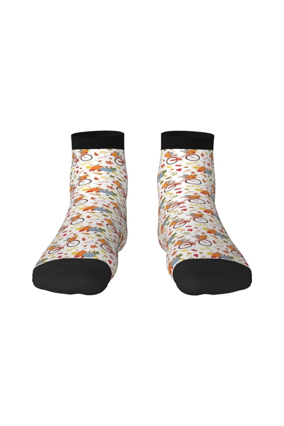 Vintage Autumn Pumpkins Print Adult Socks, Crew Moisture-wicking Socks, Unisex Cushion Crew Socks,Casual Sports Ankle Socks
