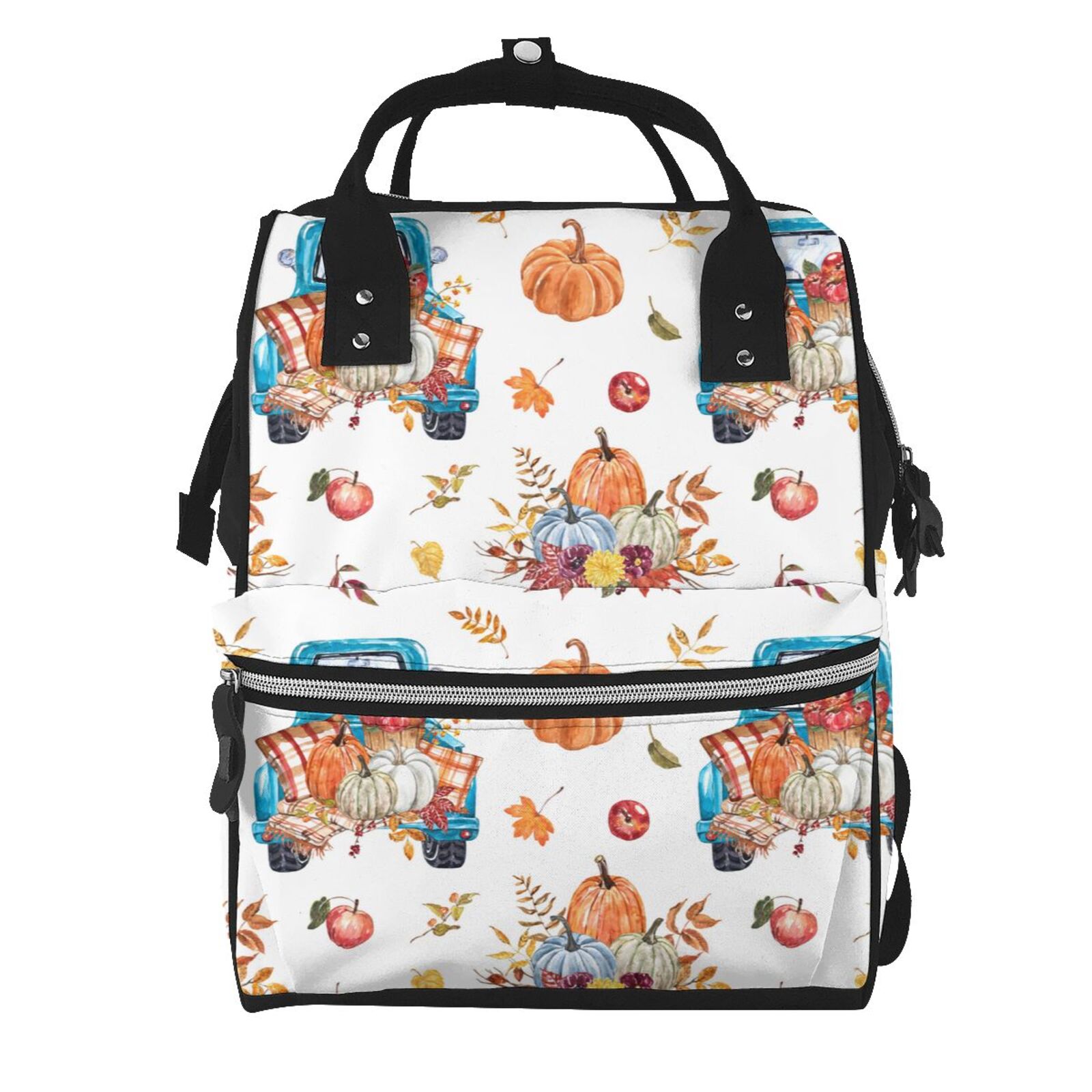 Fuzoiu Vintage Autumn Truck Print Diaper Bag Backpack,Baby Essentials Travel Tote,Multi function Waterproof Diaper Bag, Travel Essentials Baby Bag - Unisex