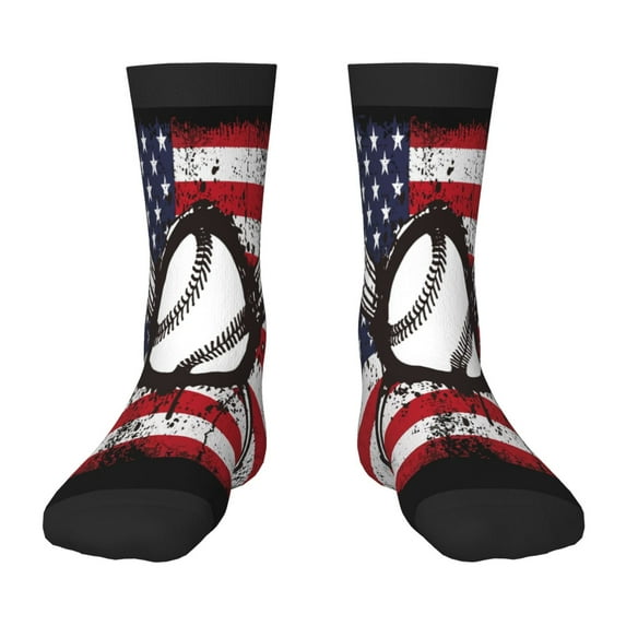 Fuzoiu Vintage Baseball American Flag Print Kids Socks For Boys Girls ...