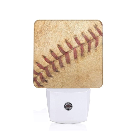 Fuzoiu Vintage Baseball Print Dusk to Dawn LED Night Light with Light Sensor, Energy-Efficient Touch-Safe Night Lamp for Home, Office, and Kids' Rooms-US