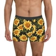 thumbnail image 1 of Fuzoiu Vintage Black Plaid Sunflower Print Men's Ultra Breathable Underwear,No Riding Up Boxer Briefs with ComfortFlexible Waistband-Small, 1 of 5