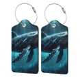 thumbnail image 1 of Fuzoiu Vintage Blue Pattern Whale Print Premium Leather Luggage Tag,Travel Accessory,Luggage Tag for Suitcase Baggage Handbag Travel Bag,Name Card & Privacy Cover-1, 1 of 5