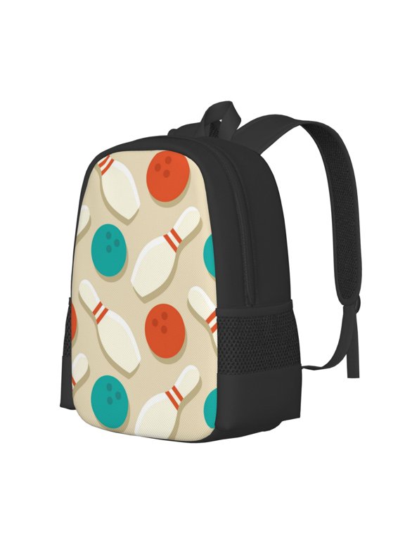 Vintage Bowling Print Large Capacity Backpack,Travel Backpack,Laptop Bag,College School Rucksack Bag,for School, Travel & Outdoor Activities