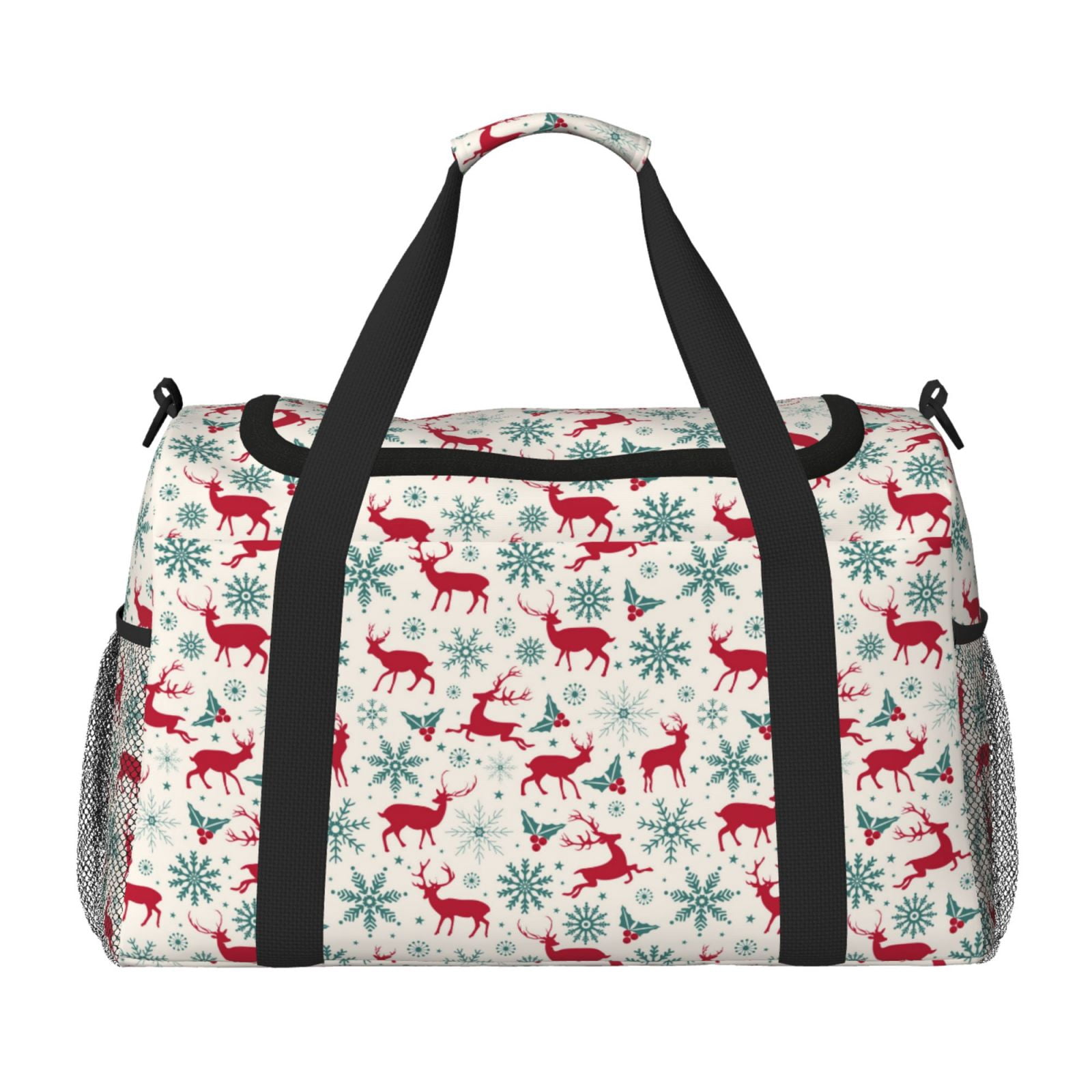 Fuzoiu Vintage Christmas Reindeer Print Travel Duffle Bag,Carry On Tote Bags,Duffel Bag,Sport Gym Bag, Hospital Bag for Labor and Delivery, Overnight Bag,Luggage Bag