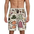 thumbnail image 1 of Fuzoiu Vintage Coffee Print Pajama Shorts for Men, Men's Pajama Bottoms,Mens Lounge Sleepwear,Pajama Pants with Pocket-4X-Large, 1 of 6