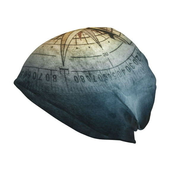 Fuzoiu Vintage Compass Print Winter Beanie Hat for Men & Women,Warm Knit Cap,Women Windproof Watch Hat,Knit Warm Unisex Beanie