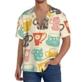 thumbnail image 1 of Fuzoiu Vintage Cup Print Men's Casual Short,Men's Short Sleeve Shirt,Mens Casual Button Down Shirts,Cuban Collar Summer Shirt for Beach, Vacation, and Outdoor Activities-Medium, 1 of 5