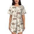thumbnail image 1 of Fuzoiu Vintage Farm Pigs Print Women's Short-Sleeved Pajama Set,Lounge Sleepwear Set,Womens Pajama Sets 2 Piece,Button-Up Top and Shorts with Pockets-X-Large, 1 of 7