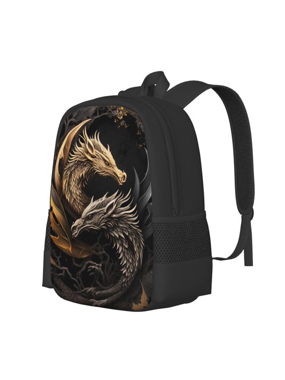 Vintage Metal Dragon Print Large Capacity Backpack,Travel Backpack,Laptop Bag,College School Rucksack Bag,for School, Travel & Outdoor Activities