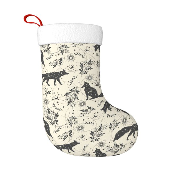 Fuzoiu Vintage Moon Fox Print Christmas Stockings, Party Supplies & Kids Gifts,Big Xmas Stockings Decoration for Family Decorations Hanging Ornament for Xmas Holiday Party
