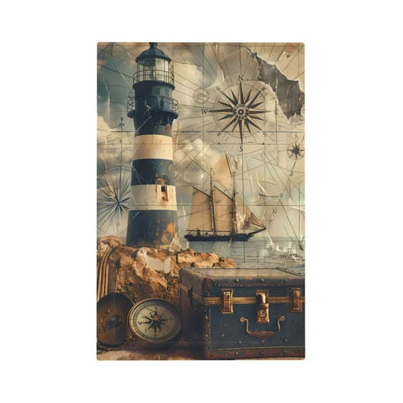 Fuzoiu Vintage Nautical Lighthouse Print Single Duplex Outlet Cover Plate, Light Switch Cover, for Receptacle Light Switch, Switch Cover Decorative Wallplate-Style V