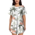 thumbnail image 1 of Fuzoiu Vintage Palm Trees Print Women's Short-Sleeved Pajama Set,Lounge Sleepwear Set,Womens Pajama Sets 2 Piece,Button-Up Top and Shorts with Pockets-3X-Large, 1 of 7
