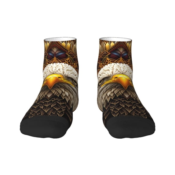 Fuzoiu Vintage Pattern Bald Eagle Print Adult Socks, Crew Moisture-wicking Socks, Unisex Cushion Crew Socks,Casual Sports Ankle Socks
