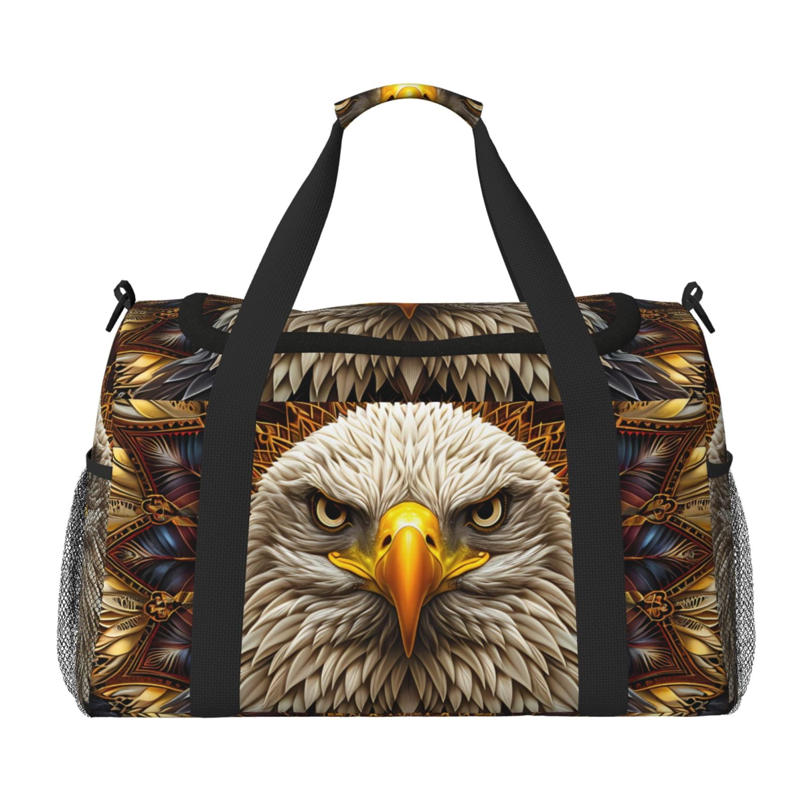 Fuzoiu Vintage Pattern Bald Eagle Print Travel Duffle Bag,Carry On Tote Bags,Duffel Bag,Sport Gym Bag, Hospital Bag for Labor and Delivery, Overnight Bag,Luggage Bag