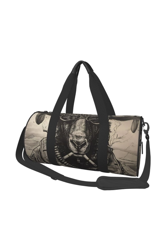 Vintage Ram Pilot Print Travel Bag, Large Capacity Travel Bag, Sports Gym Bag, Travel Duffel Bag, Weekender Overnight Bag for Women and Man
