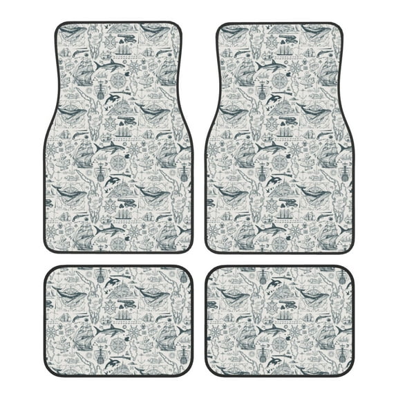 Fuzoiu Vintage Sailboats Print Carpet Floor Mats for Car,Car Foot Mat Set,Universal Fit 4 Piece Mat Pad Set,Fits Most Cars Trucks Vans Sedans SUV Auto Carpet Mat Se