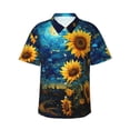 thumbnail image 1 of Fuzoiu Vintage Starry Sky Sunflower Print Hawaiian Shirt for Men, Summer Beach Casual Short Sleeve Button Down Shirts, Men’s Beach Summer Shirts with Pocket,Large, 1 of 7