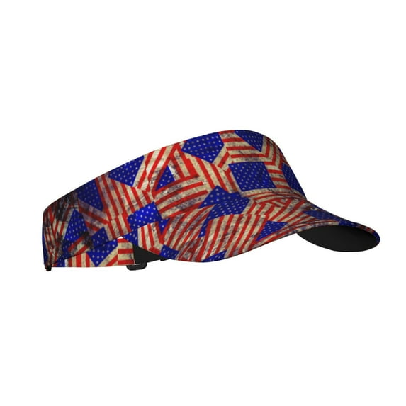 Fuzoiu Vintage USA Flag Print Adult Sunscreen Visor Cap,Adjustable Summer Cap for Men Women,Unisex Running Outdoor Beach Hat