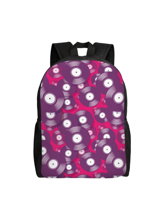 Vintage Vinyl Record Print Laptop Backpack,Work Business Backpacks, Large Capacity Nurse Bag College Bookbag for School, Waterproof Casual Daypack for Travel
