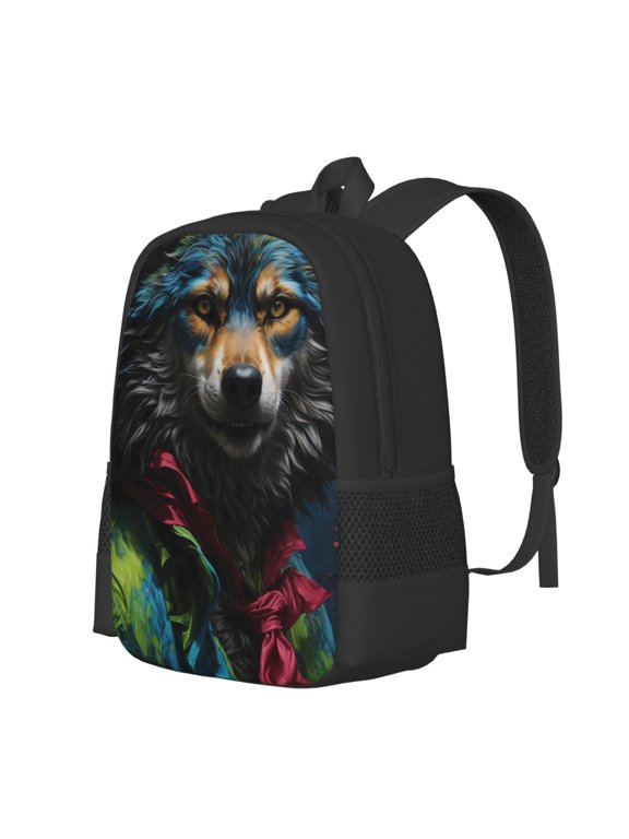 Vintage Wolf Warrior Print Large Capacity Backpack,Travel Backpack,Laptop Bag,College School Rucksack Bag,for School, Travel & Outdoor Activities