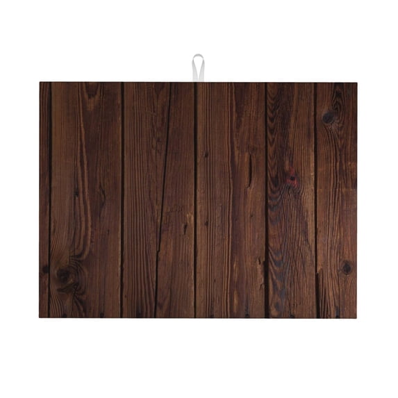 Fuzoiu Vintage Wood Print Absorbent, Reversible Microfiber Dish Drying Mat for Kitchen, Dish Drying Pad for Dishes, Utensils, Pots and Pans, Extra Large 18 Inch x 24 Inch