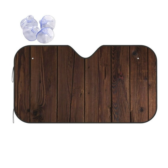 Fuzoiu Vintage Wood Print Car Windshield Sun Shade,Block Uv Rays Sunshade,Foldable Front Window Sun Visor Protector for Car,SUV,Truck-Keep Vehicle Cool-Vintage Wood