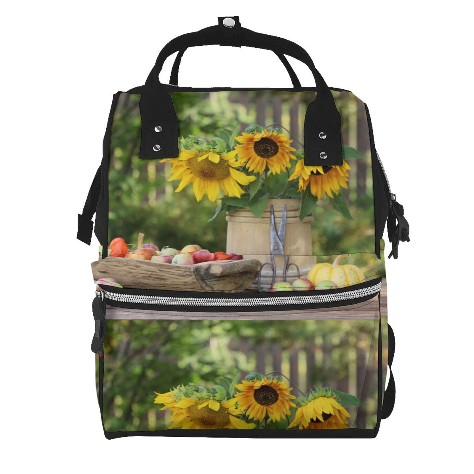 Fuzoiu Vintage Wooden Bucket Print Diaper Bag Backpack,Baby Essentials Travel Tote,Multi function Waterproof Diaper Bag, Travel Essentials Baby Bag - Unisex